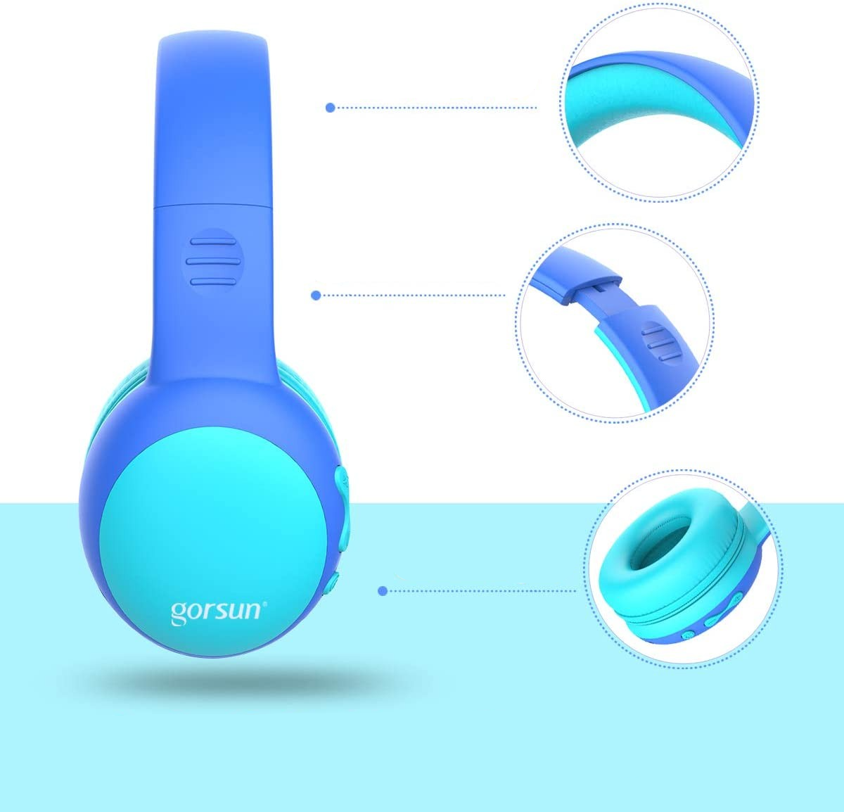Kinder Kopfhörer 3.5mm Klinke On-Ear 85dB Begrenzte Lautstärke Grössenverstellbar mit Katzenohren - Blau