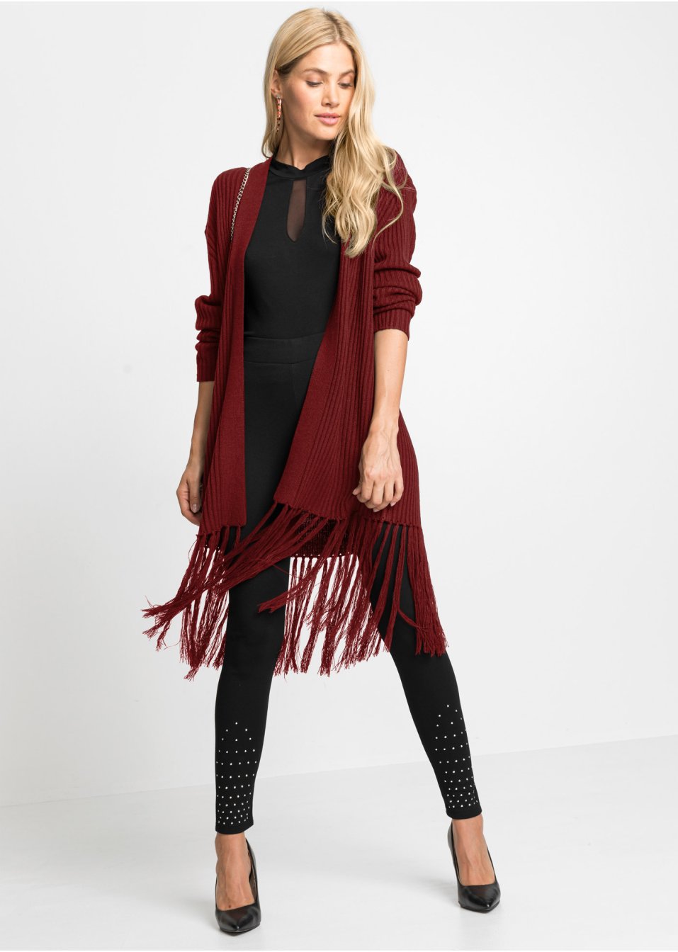 Gilet en maille avec franges