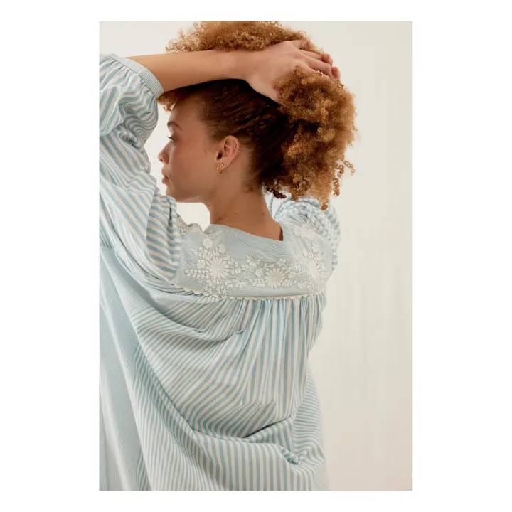 Louise Misha Robe Deepalina Rayures Coton Bio - Collection Femme | Bleu