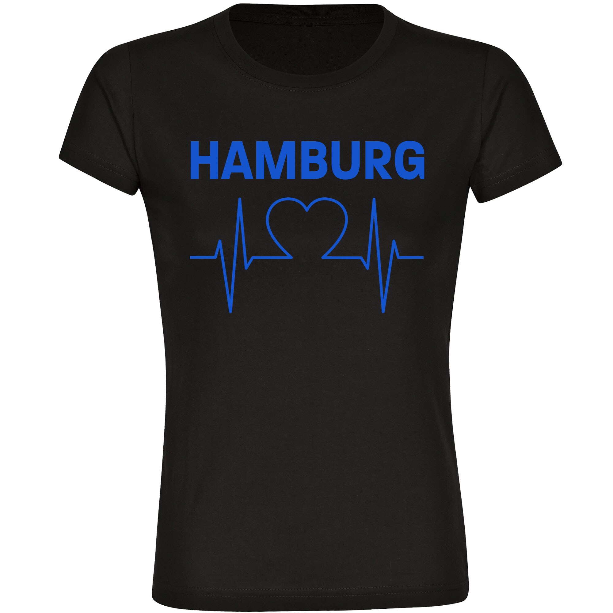 multifanshop® Damen T-Shirt - Hamburg - Herzschlag - Druck blau