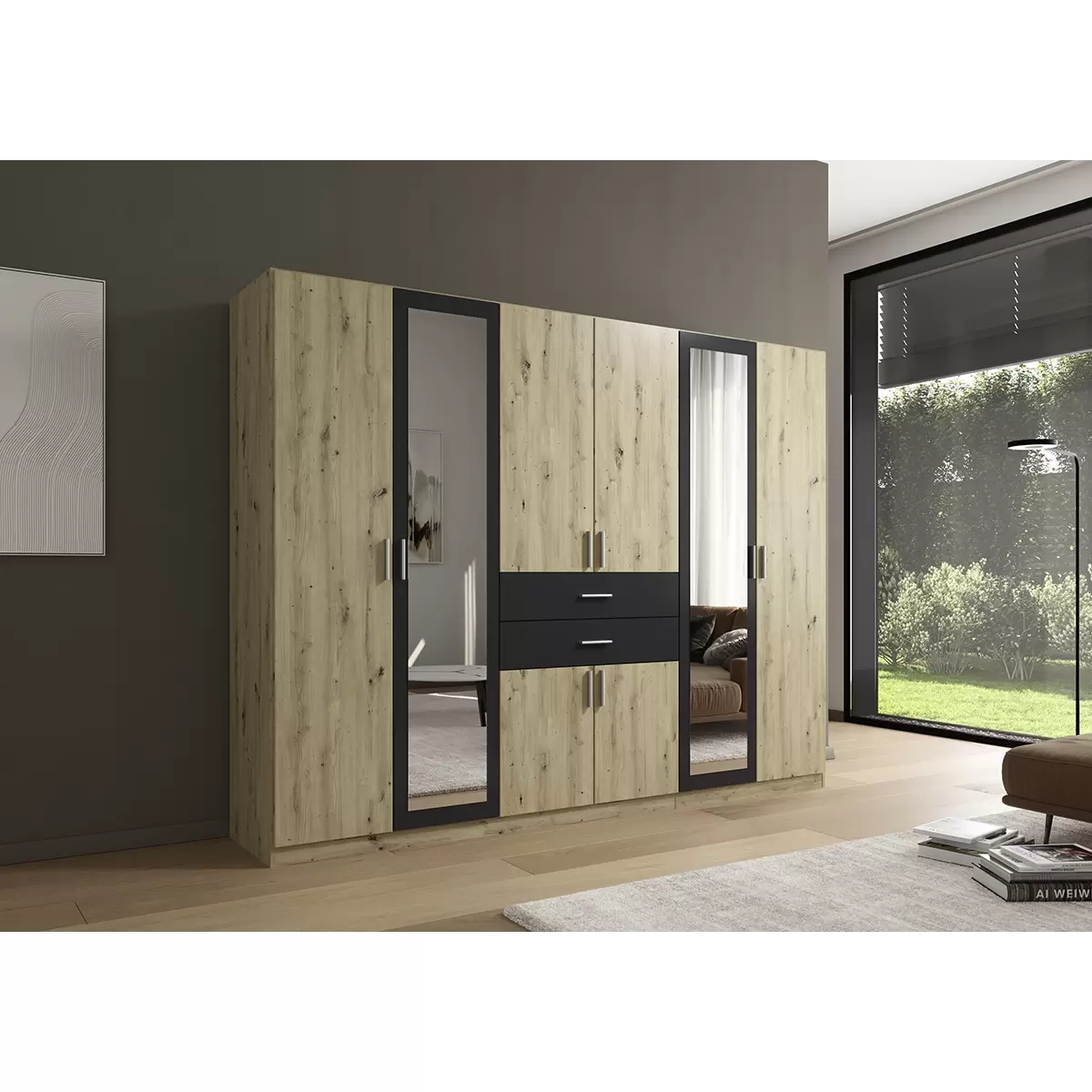 Kleiderschrank 6-trg. Despina Artisan Eiche,grau