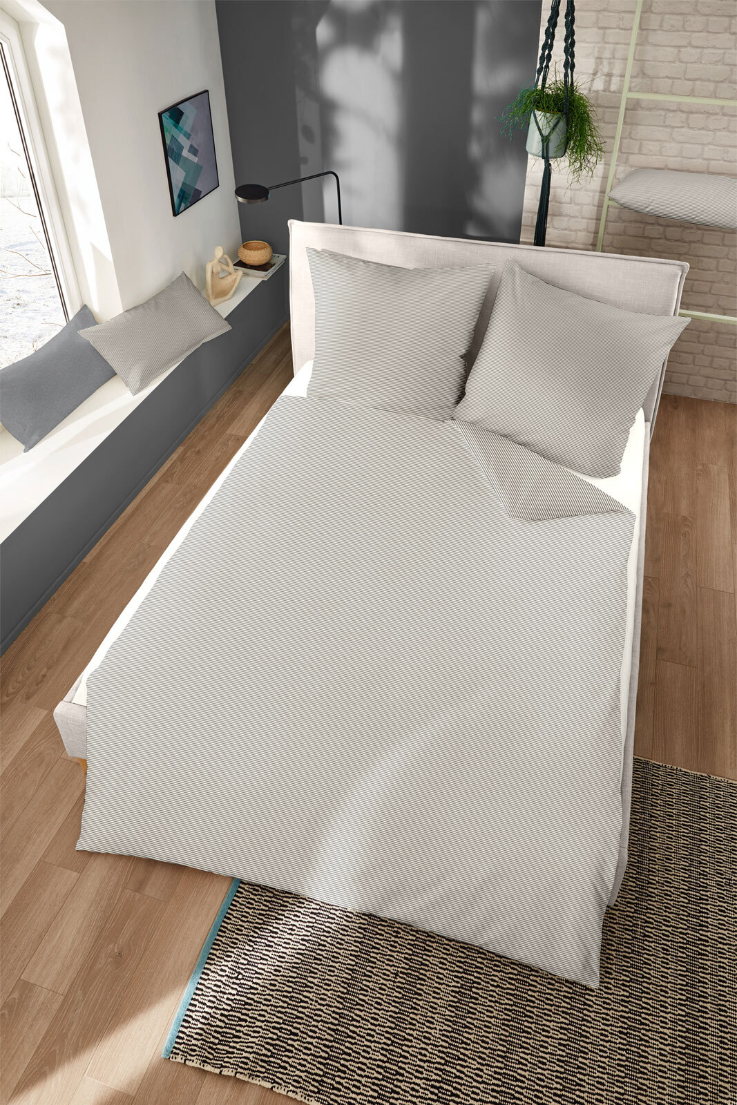 DORMISETTE RENFORCE-Bettwäsche BUNTGEWEBT 135 x 200 cm anthrazit