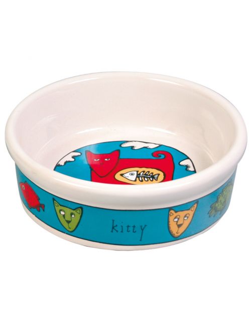Trixie Voer\/Waterbak. Keramiek - Kattenvoerbak - ø12 cm Assorti