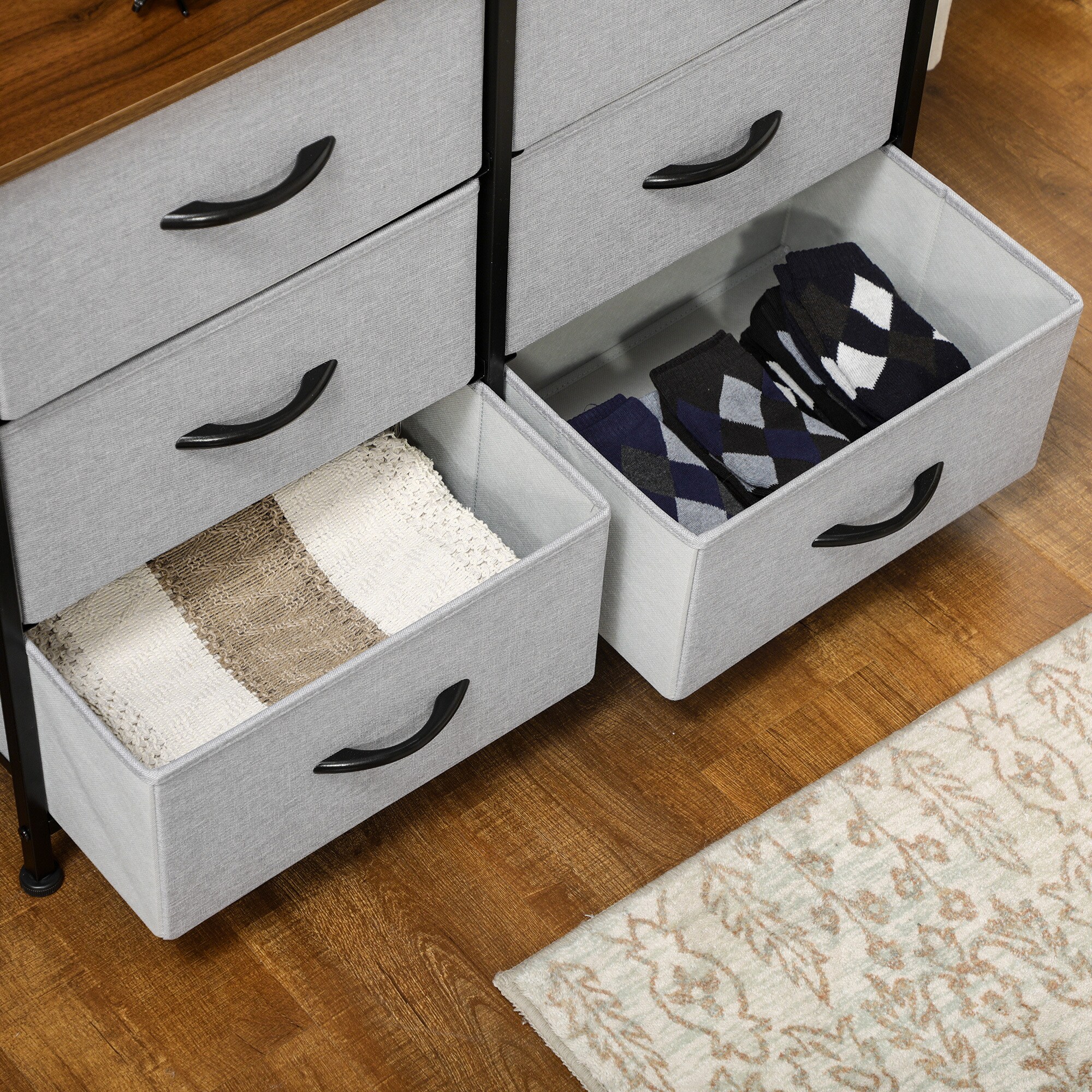 HOMCOM Kommode mit 6 faltbaren Schubladen grau 80L x 30B x 62,5H cm