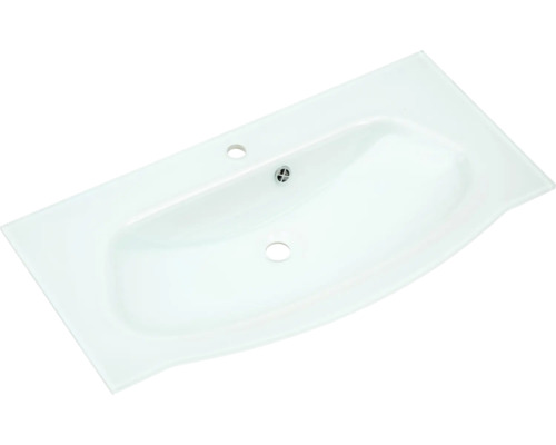 3-delige badkamermeubelset Pelipal xpressline 4005 BxHxD 92 x 200 x 49,1 cm, fronten hoogglans grijs, met witte glazen wastafel en glazen wastafelmeubel, wastafelkast, spiegelkast met LED-verlichting, chromen greep, 992.0900112 9920900112