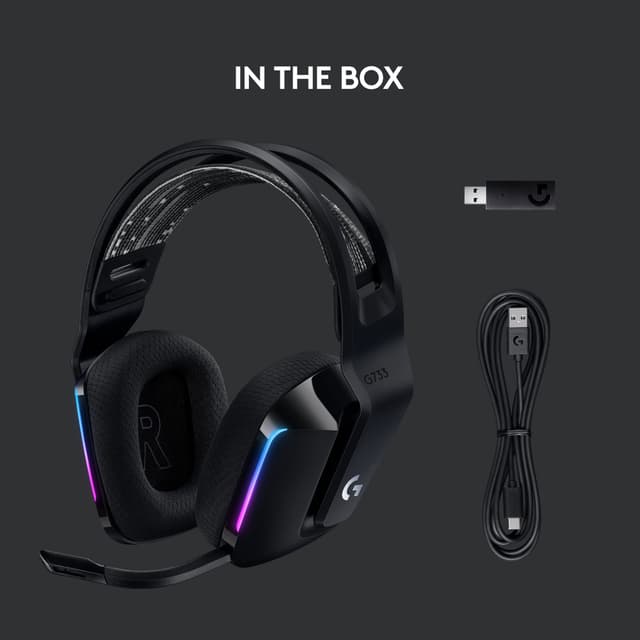 Logitech G733 Lightspeed RGB gaming headset (sort)
