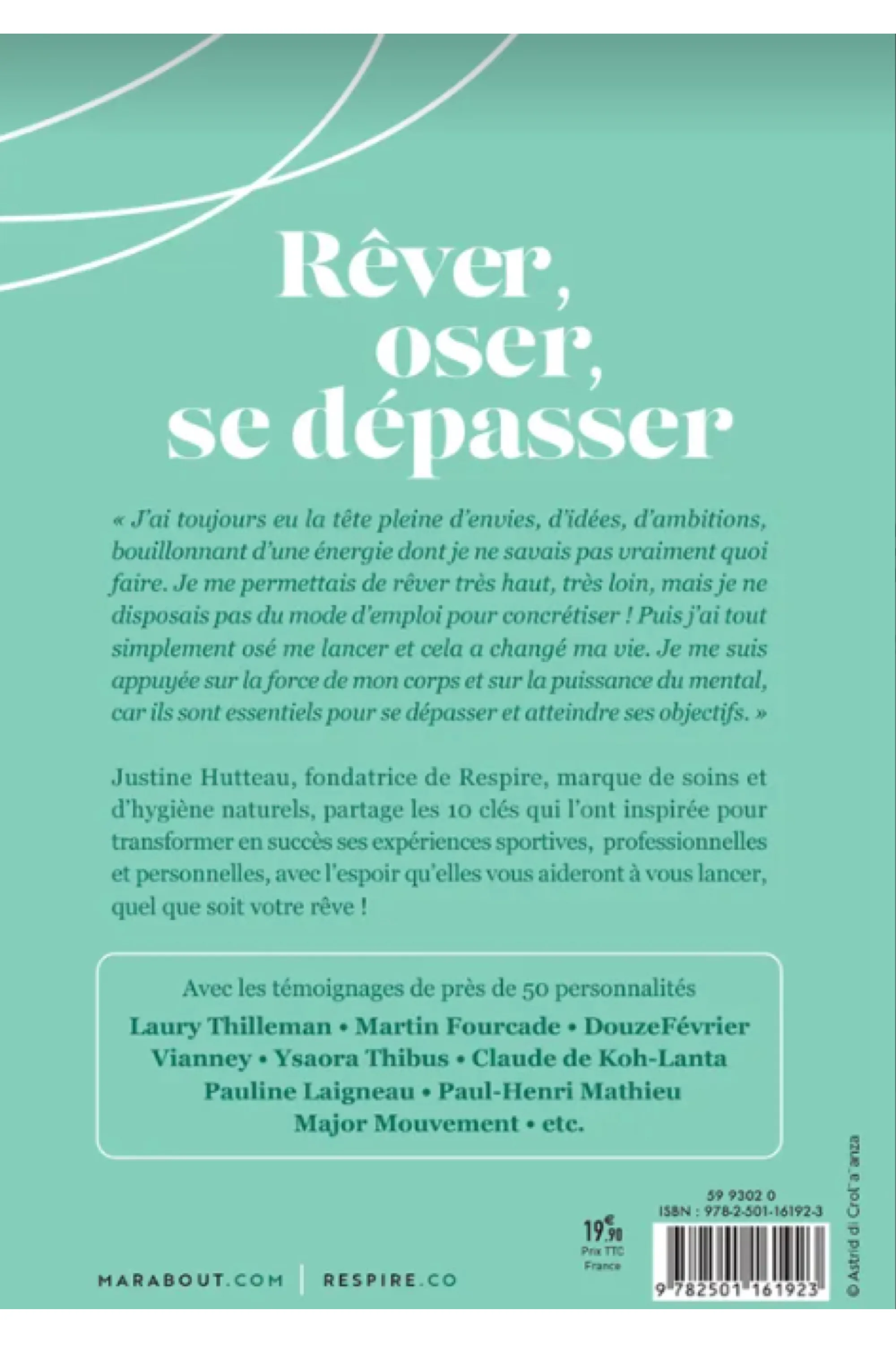 Marabout Livre Rêver, oser, se dépasser de Justine Hutteau la fondatrice de Respire
