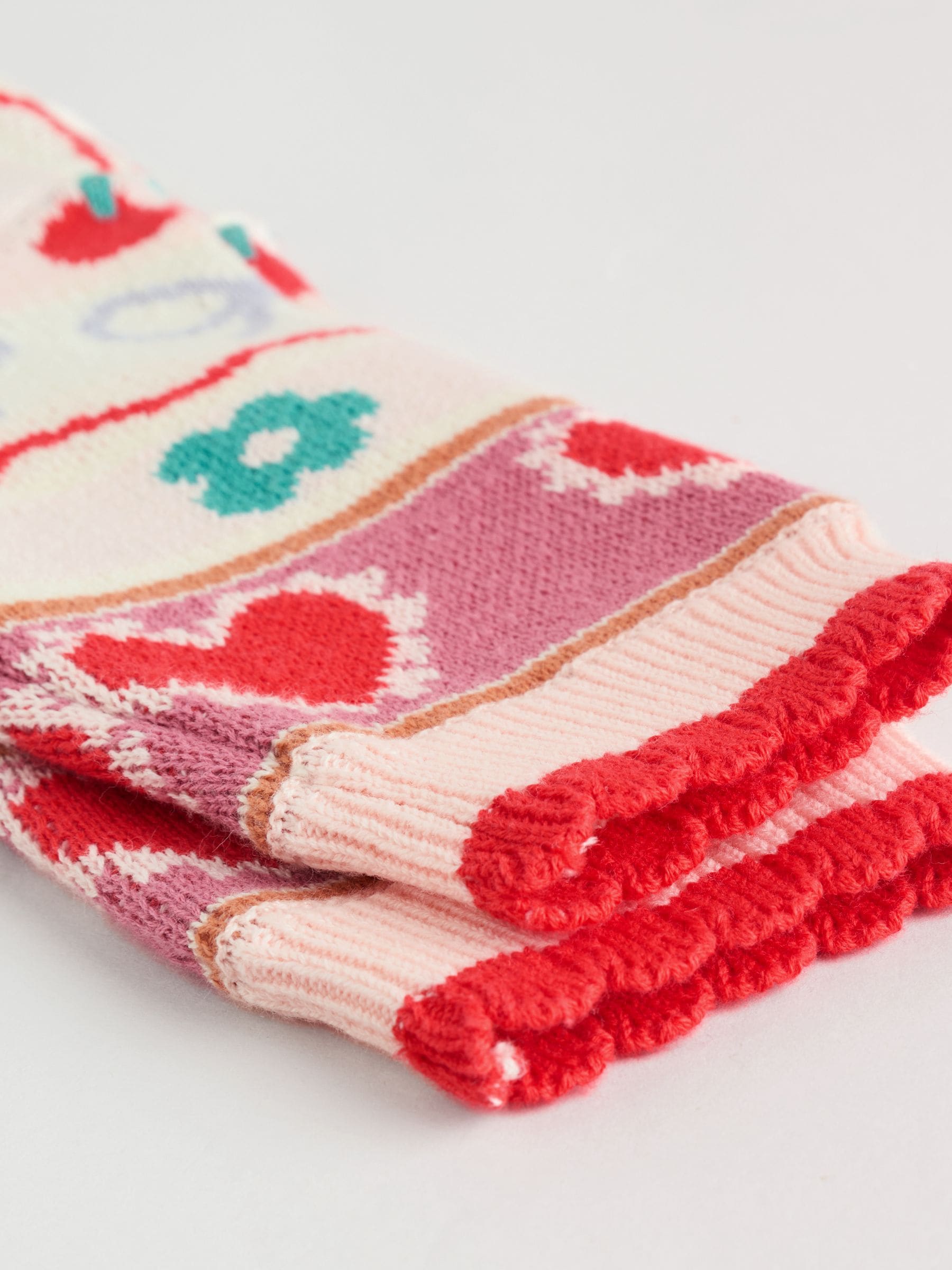 Rood/roze kersen - 2 -delige gebreide baby set met vest en legging (0mnd -3jr)