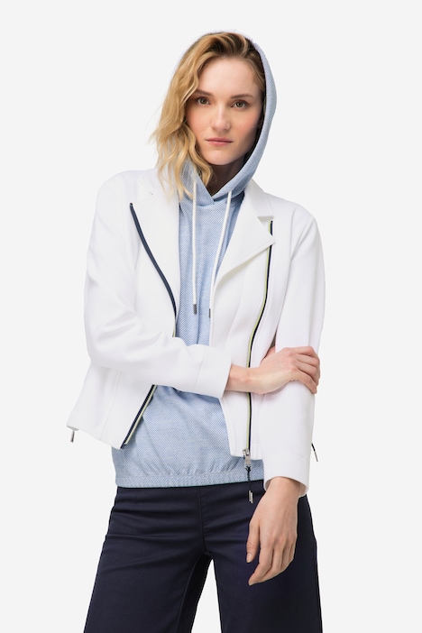 Biker-Jacke, Sweat, Revers, Zipper, Langarm