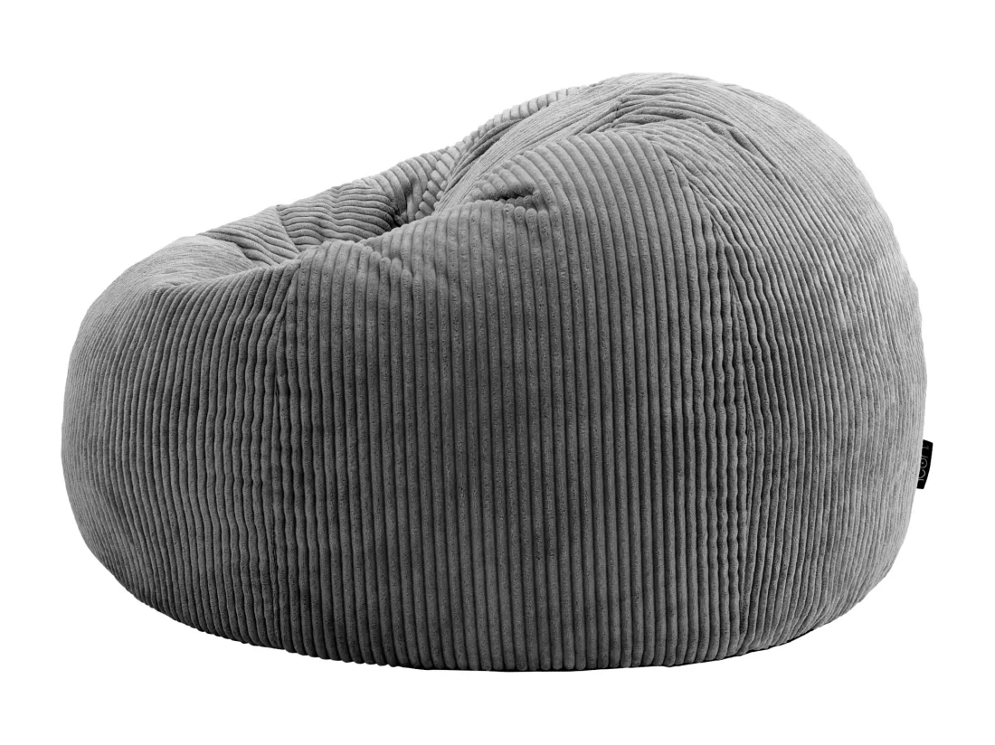 Pouf classique en velours côtelé, gris anthracite - KINGSTON