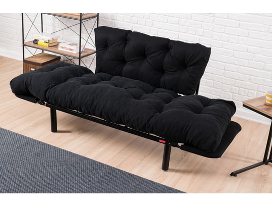 CONCEPT1 - Canapé lit Nitta 2 places noir 155 x 70 x h85