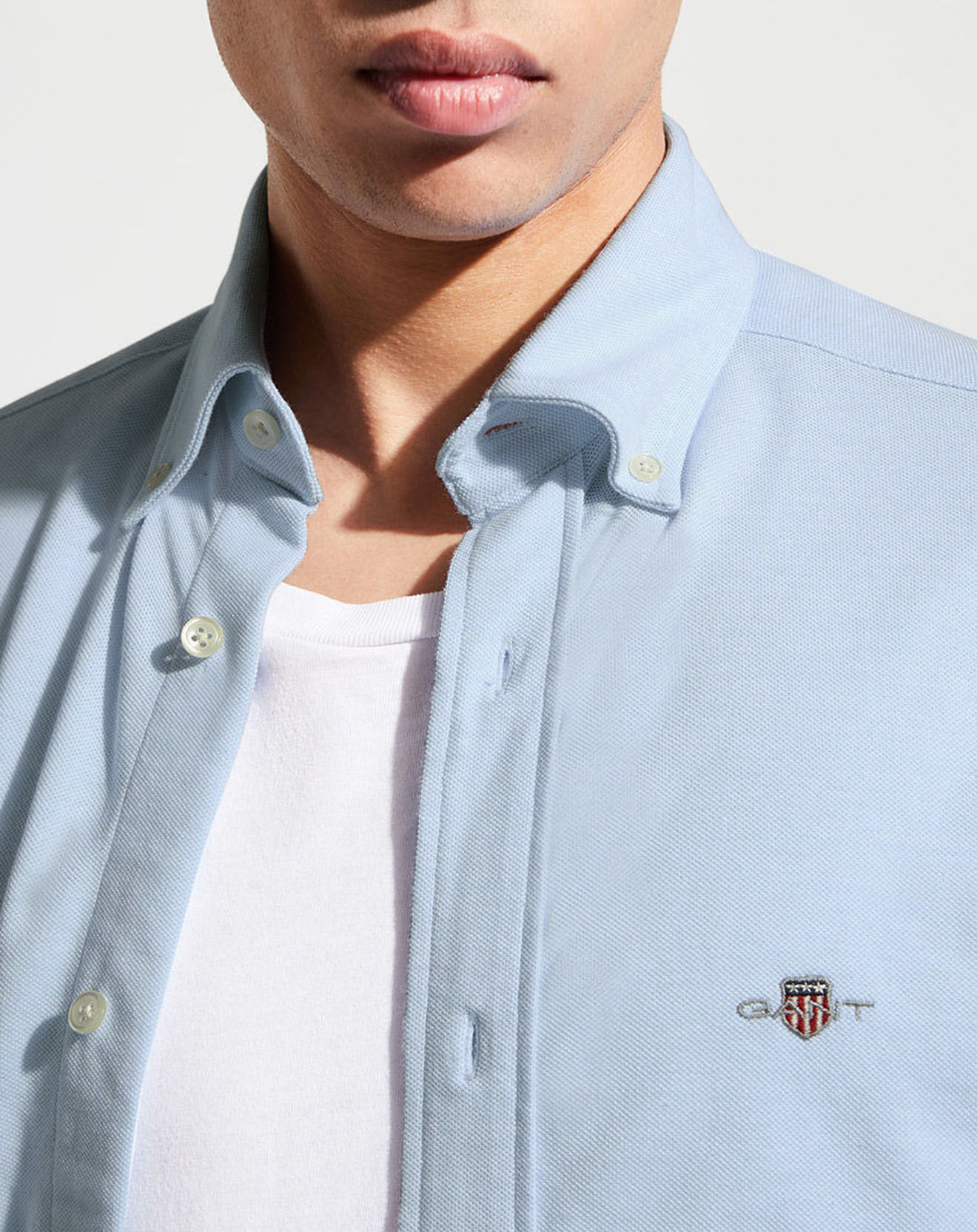 Gant Chemise Regular Fit unie Piquée bleu ciel