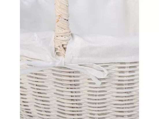 Panier rond en osier avec doublure blanche 28x28x15-33h