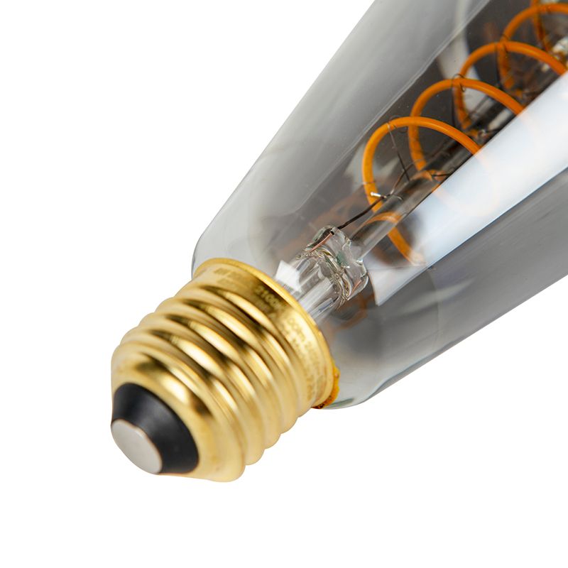 E27 dimbare LED gedraaid filament lamp smoke ST64 4W 136 lm 1800K