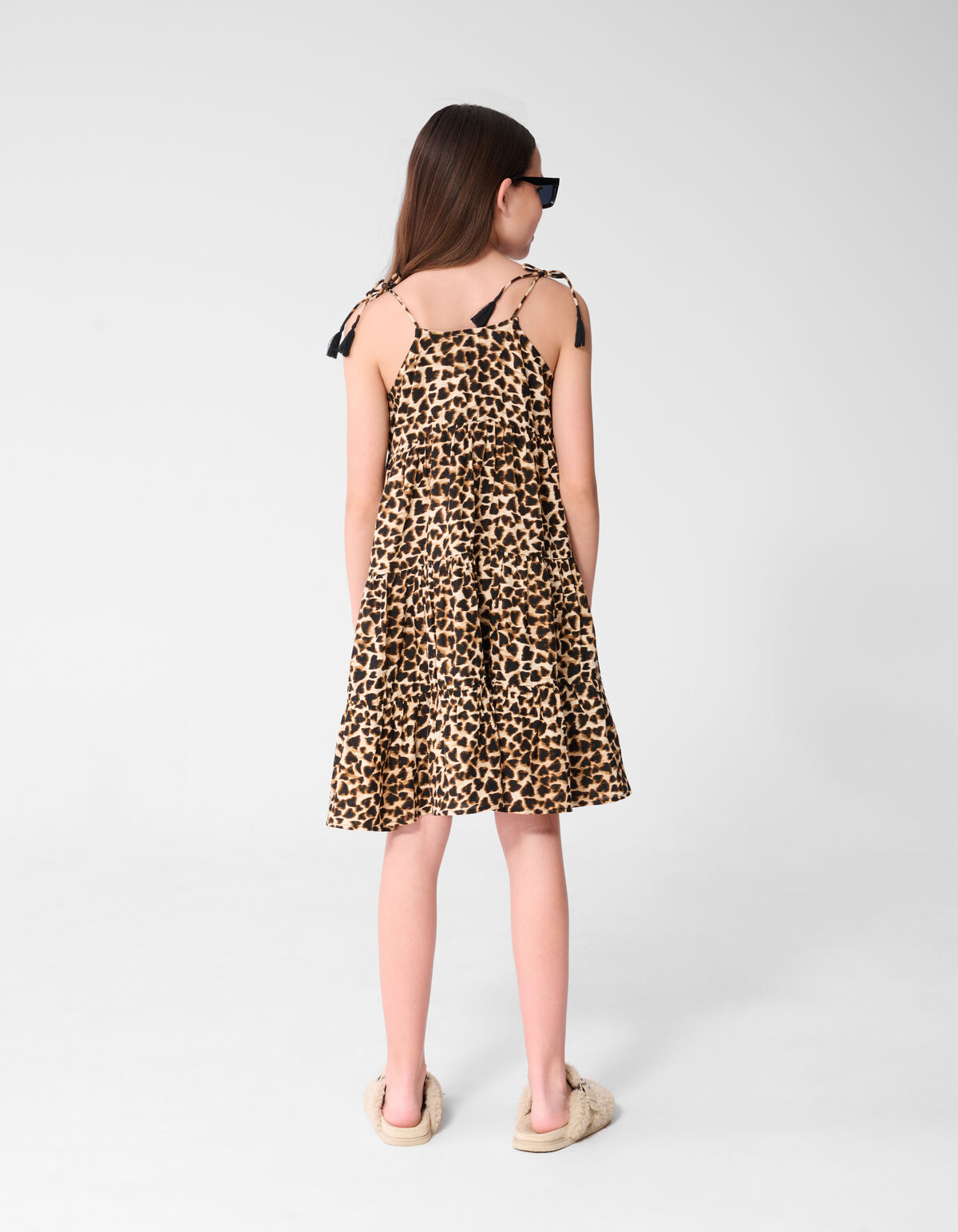 Layer Leopard Print Jurk Bruin