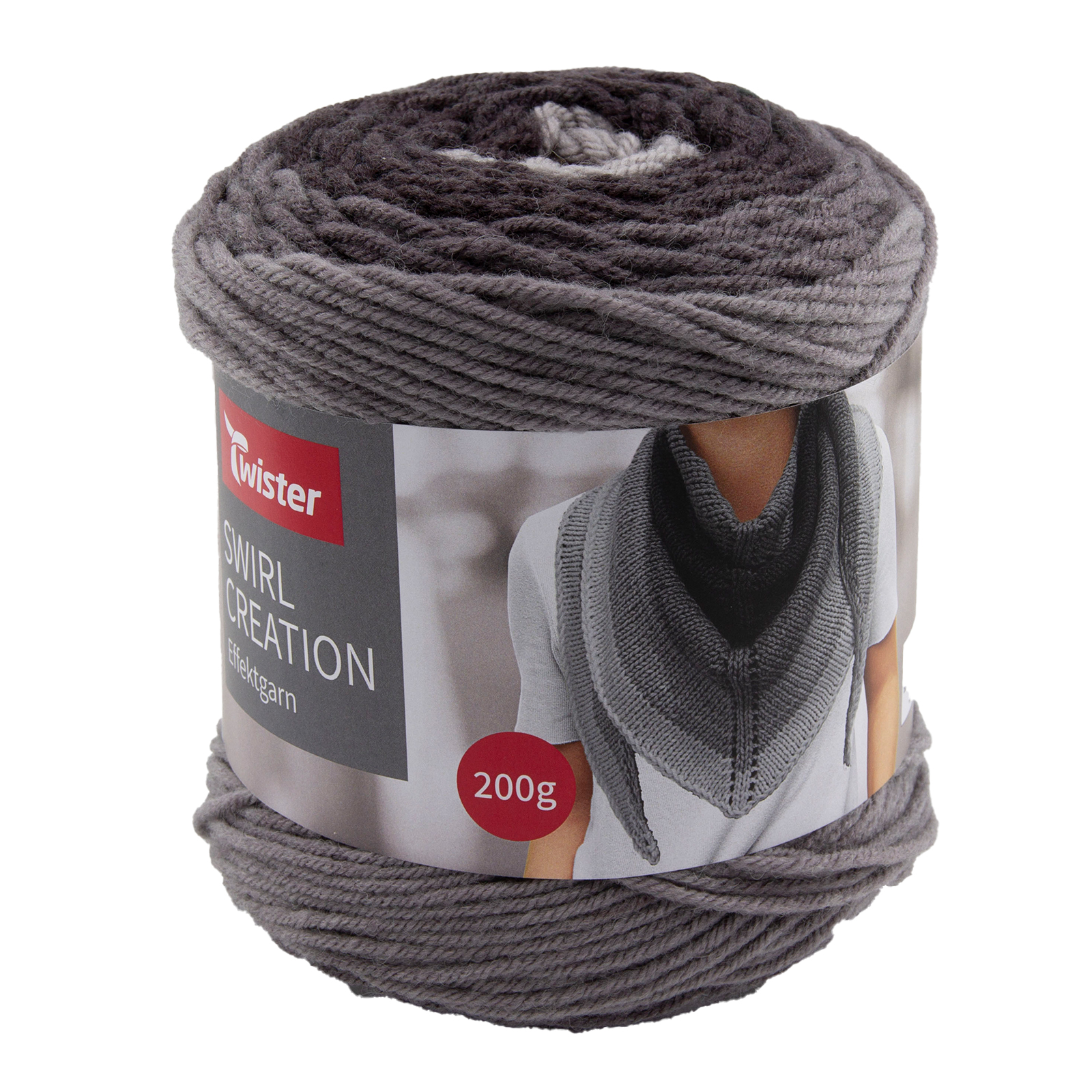 TWISTER Dreieckstuch-Strickset SWIRL CREATION - silber-grau-anthrazit - mit Farbverlauf