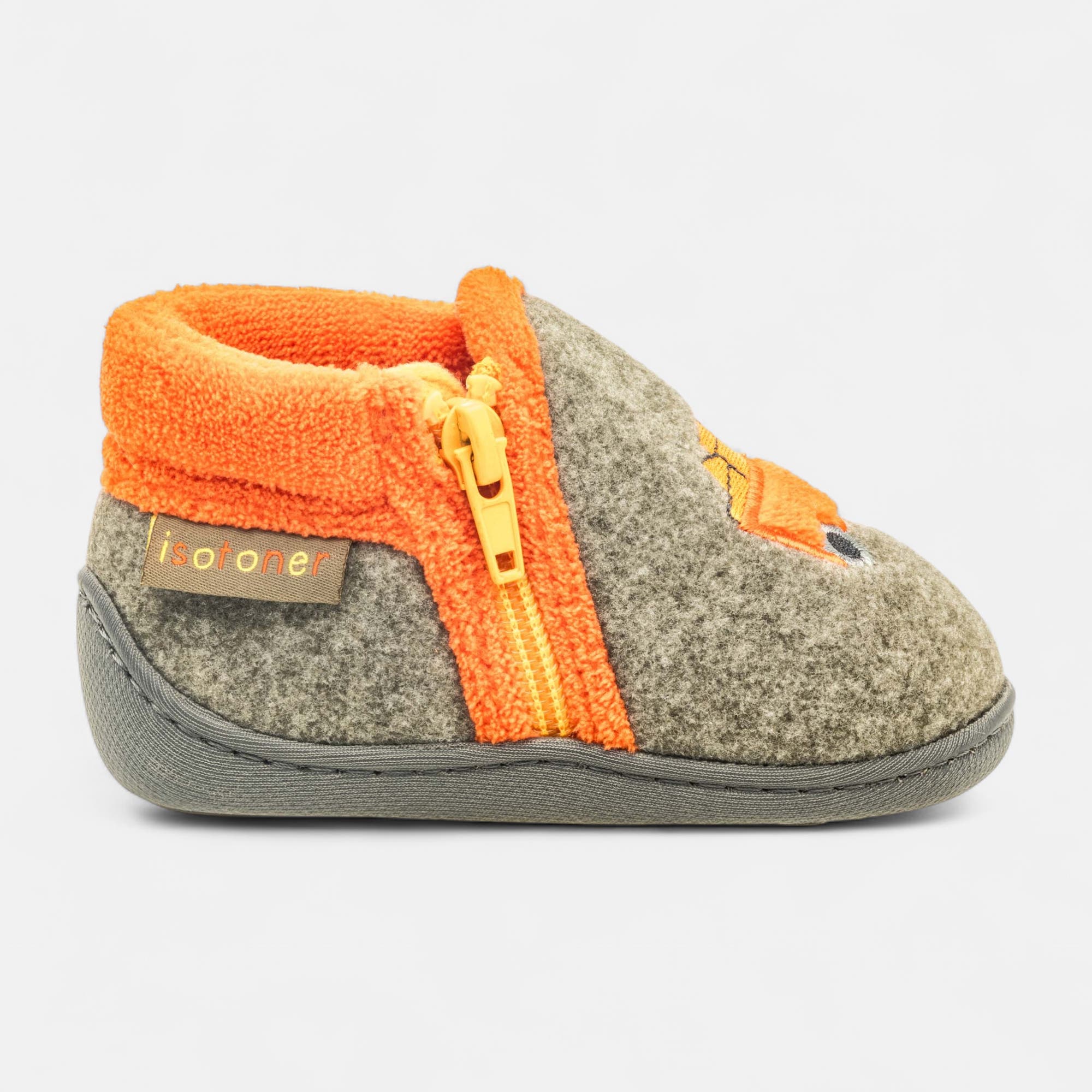 Pantoufles botillons zippés Bébé garçon kaki