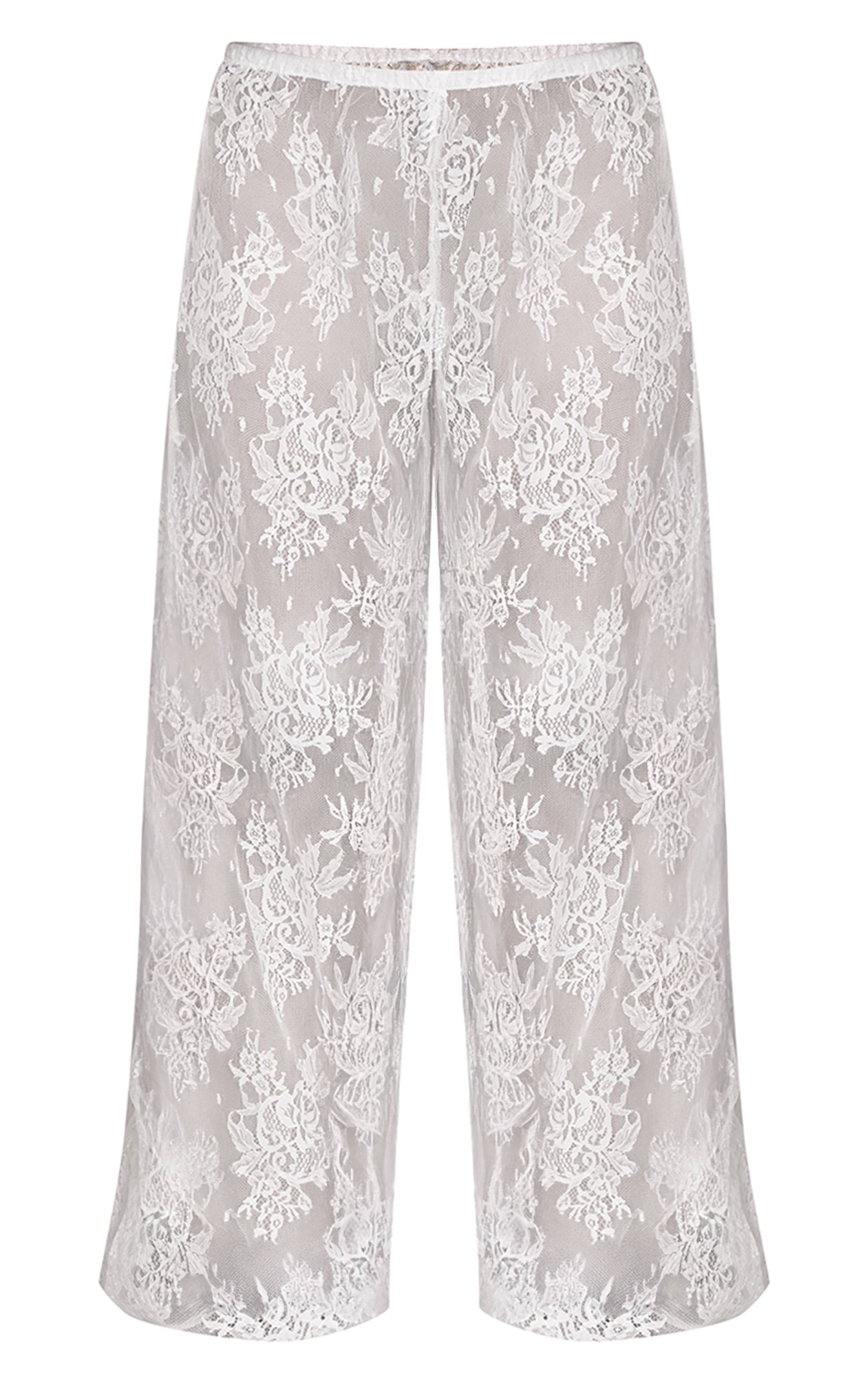 Blanc Pantalon Ballon En Dentelle