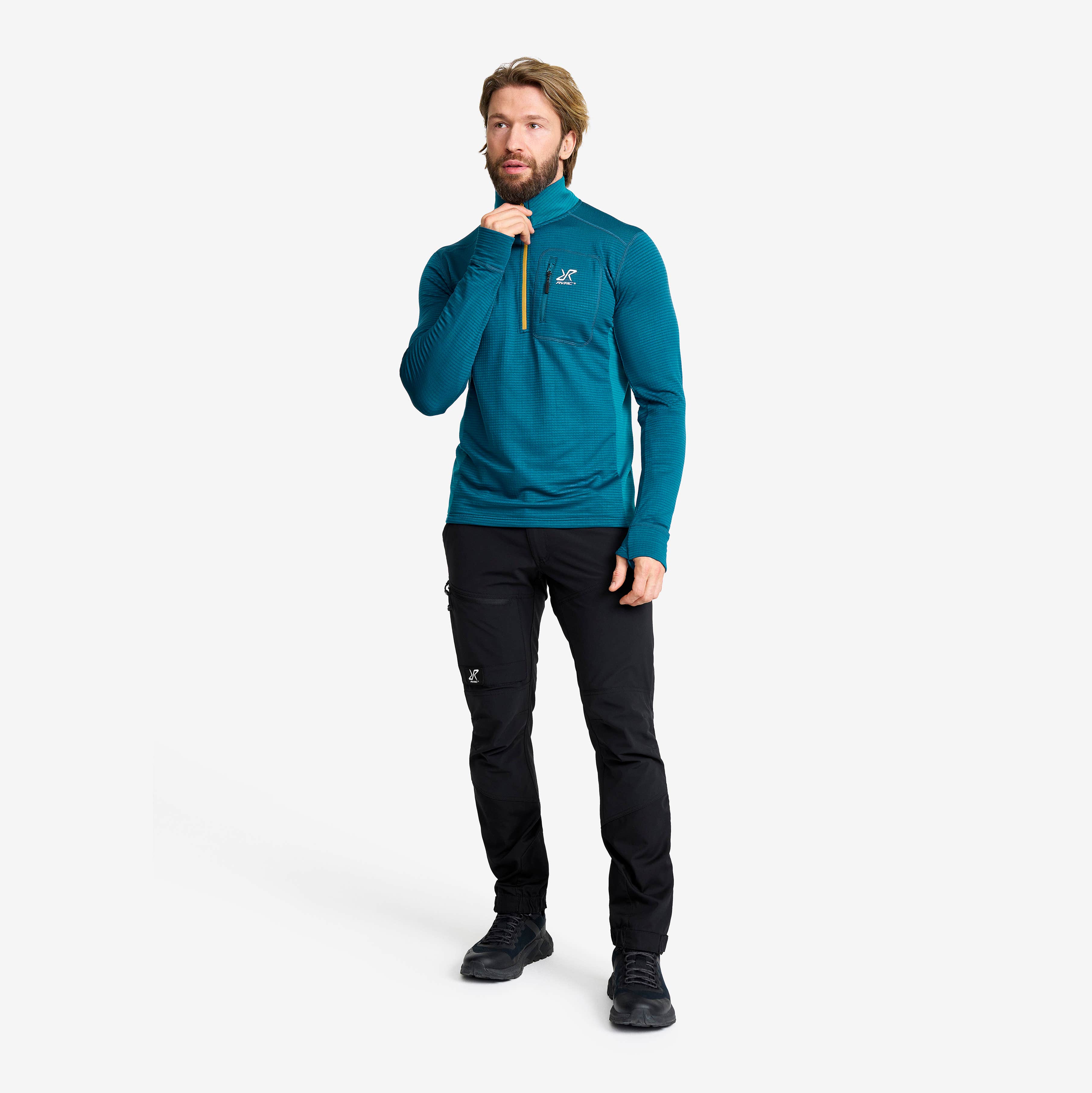 Waffle Half-zip Fleece Herre Moroccan Blue