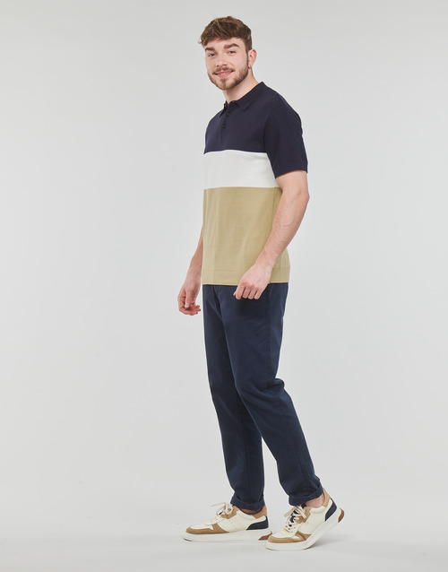 Selected - SLHMATTIS SS KNIT BLOCK POLO B - Marine / Blanc / Beige