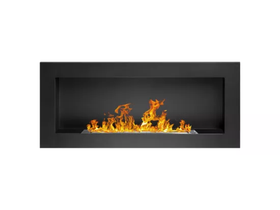 Cheminée bioéthanol murale ou encastrable Lucca Black L 90 x P 12 x H 40