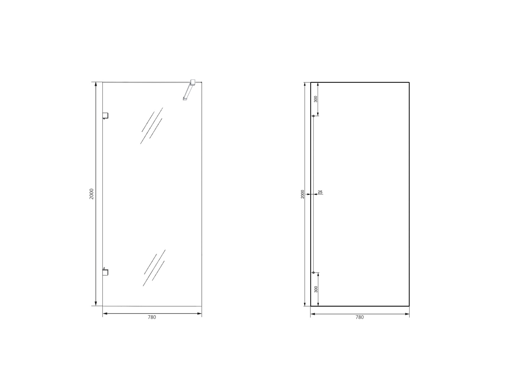 Saniclear Modern Iron profielloze inloopdouche 80x200 verouderd ijzer - gunmetal