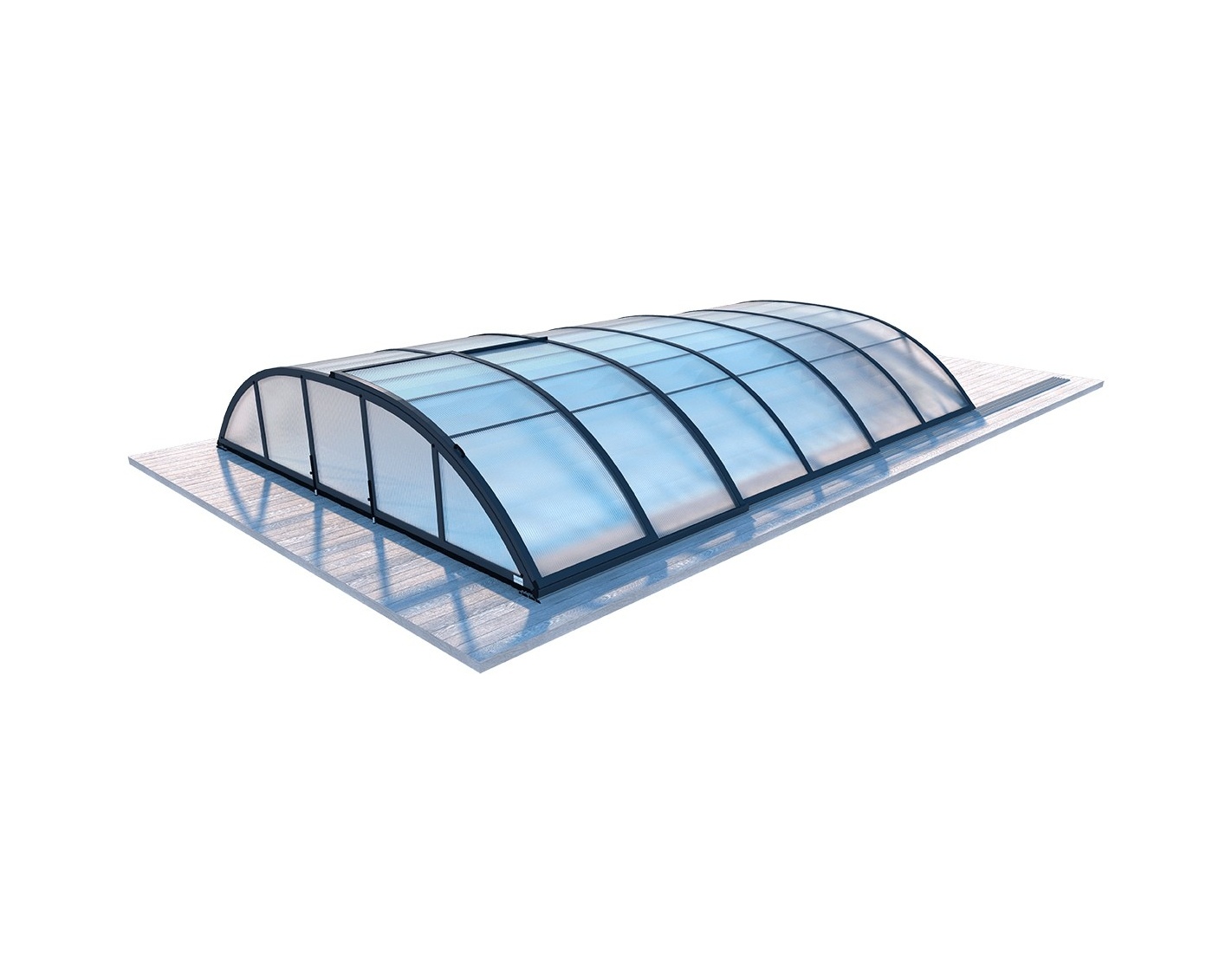 Abri de piscine horizon - 8,61x4,62 m - polycarbonate alvéolaire 8 mm - couleur ral7016 graphite