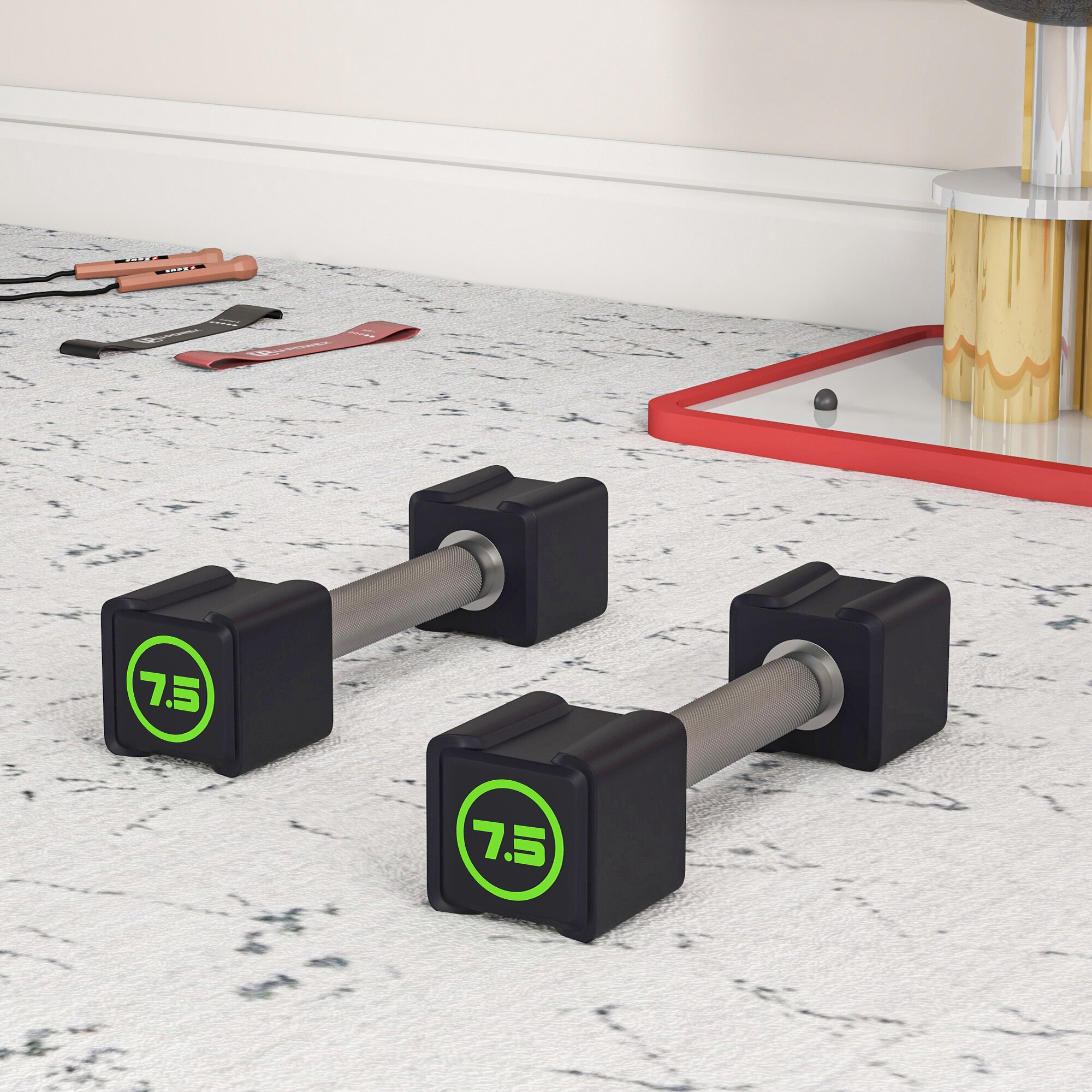 SPORTNOW Kurzhanteln im 2er Set mit je 7,5 kg schwarz 29L x 8B x 8H cm