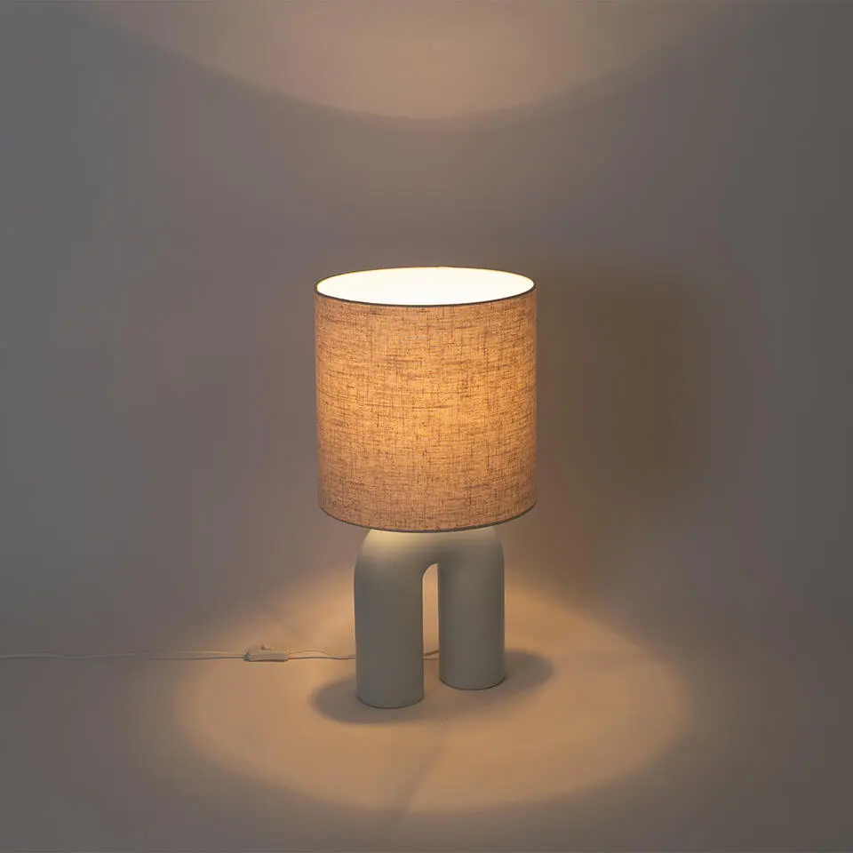 Qazqa tafellampen lotti beige e27