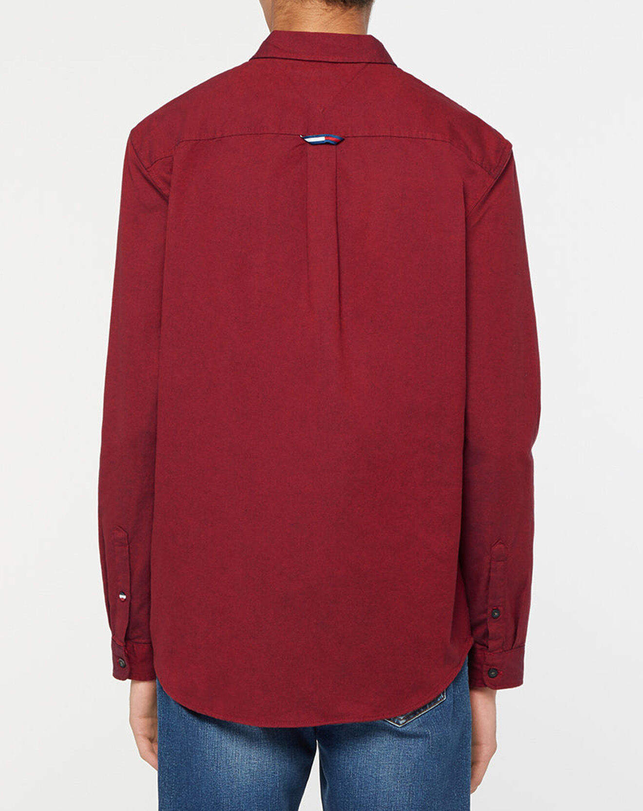 Tommy Jeans Chemise droite 100% Coton Bio Oxford rouge