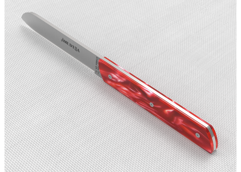 Service de 6 couteaux de table avec un manche en Madreperlato Rouge et lame en acier inoxidable