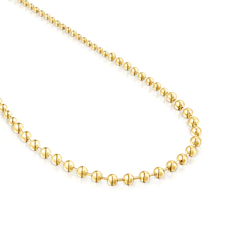 Colar comprido com banho de ouro 18k sobre prata brilhante.