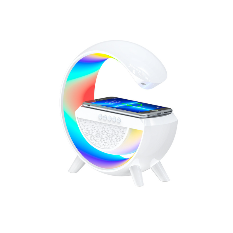 Smartek Alto-falante Bluetooth Portátil Sem Fio, Luminária de Mesa e Carregador Sem Fio Estilo G