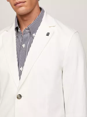 Blazer Slim Fit com Monograma TH em Sarja