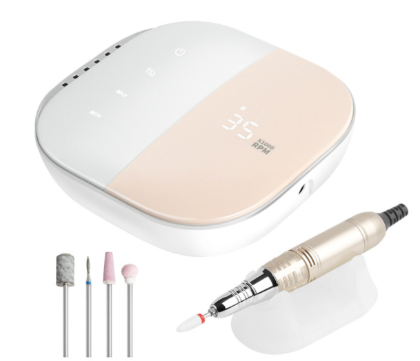 (4in1) Elektrische Nagelfräse Nagelpflege mit HD Display Polierwerkzeug Maniküre Pediküre - Rosa