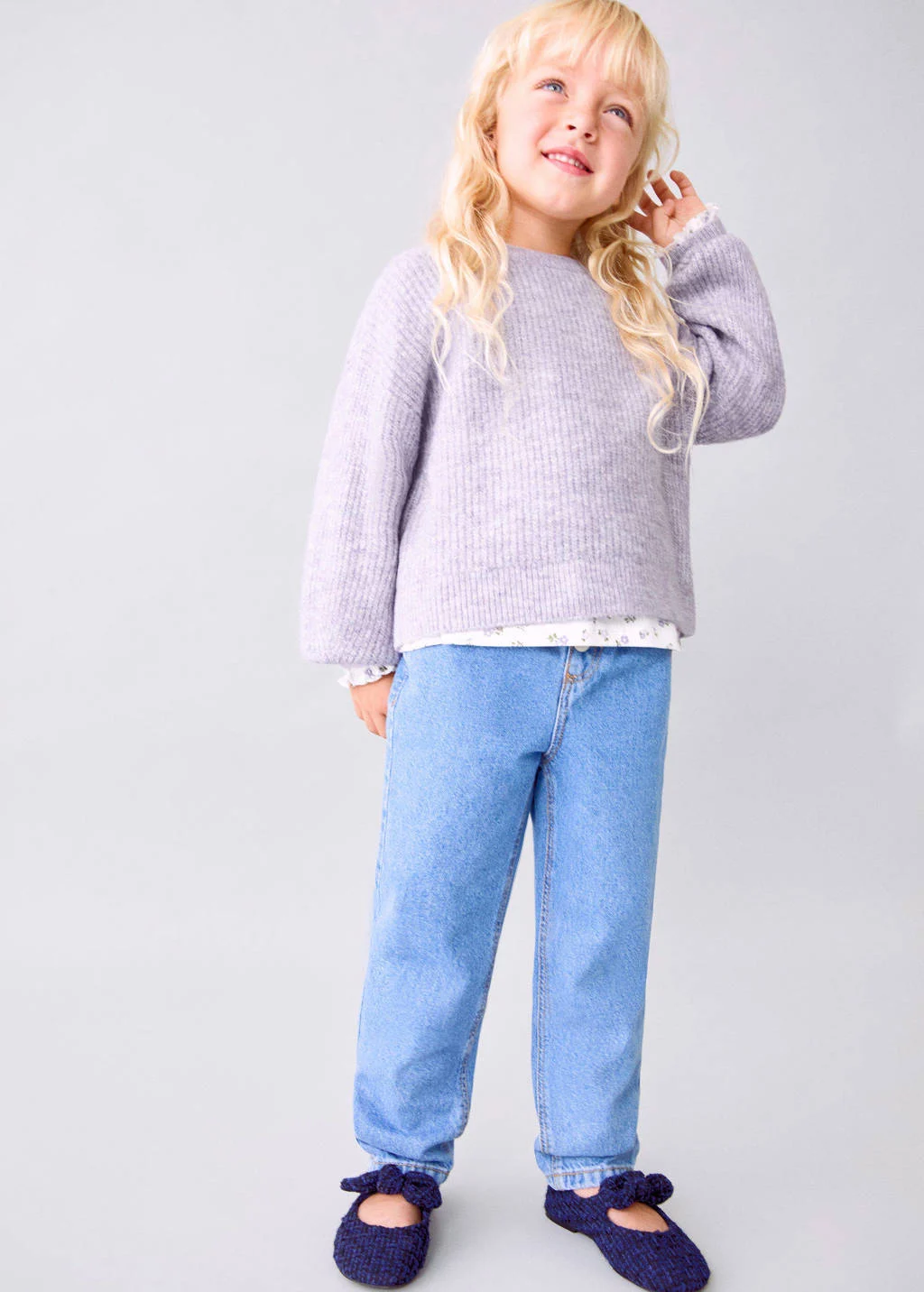 Mango Kids trui lila gebreid