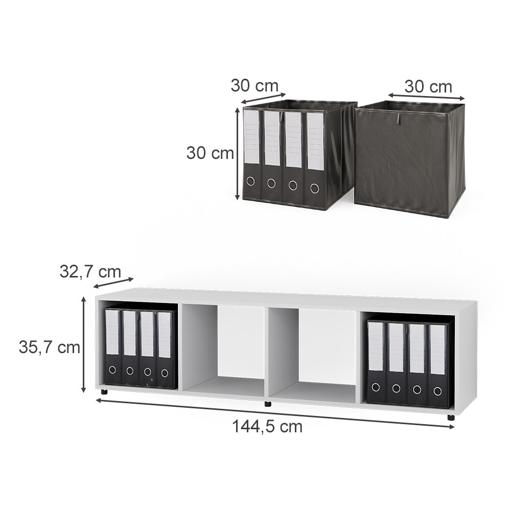 Vicco Raumteiler Würfelregal Standregal Ludus Weiß Faltbox Wohnzimmer Regal 36x145 cm modern Ablage 4 Fächer Dekoregal Ordnerregal Aufbewahrung
