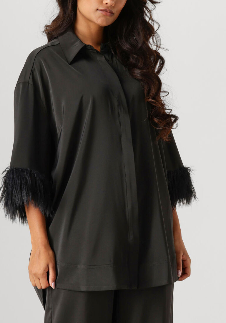 zwarte co'couture mini jurk adna cc feather shirt