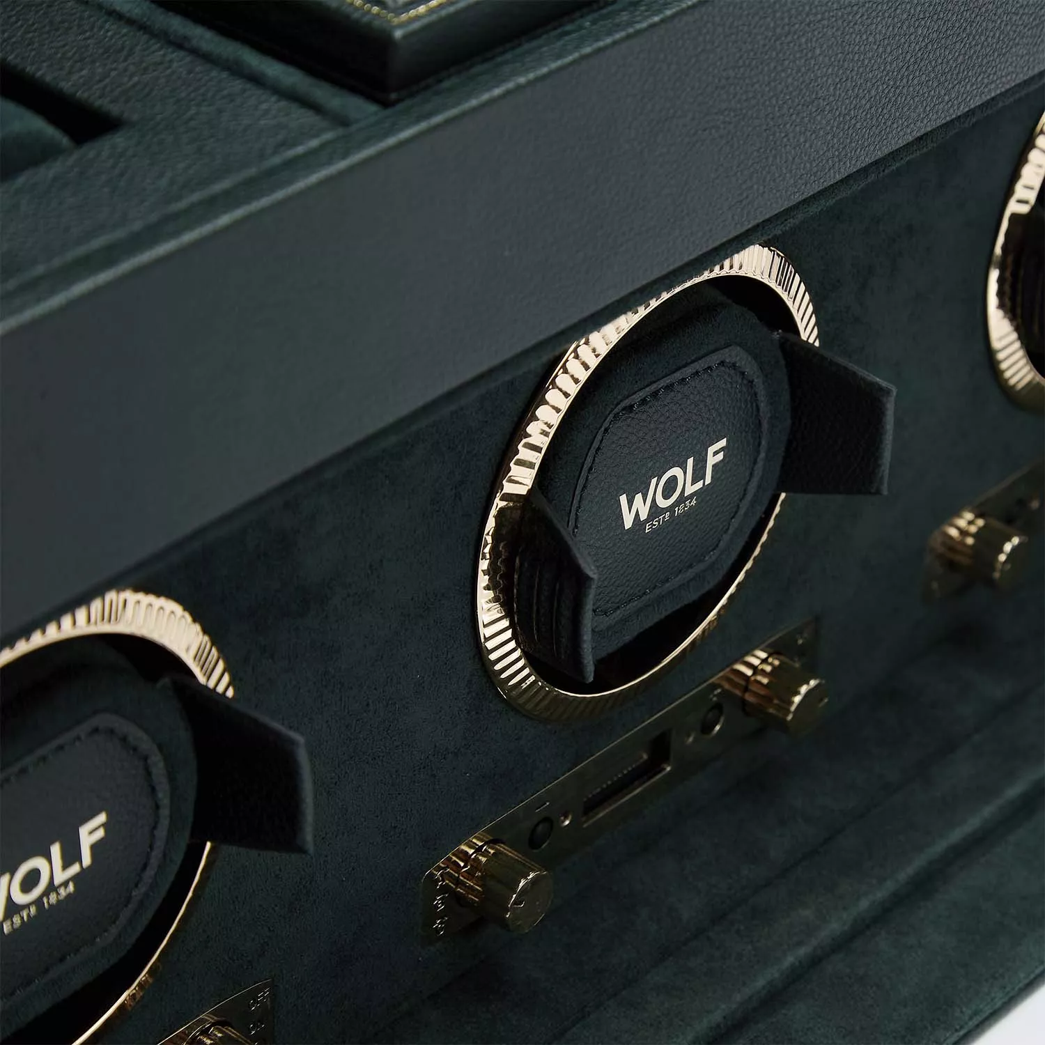 Wolf British Racing Green Watch Winder 3 ure Grøn Imiteret Læder 792341