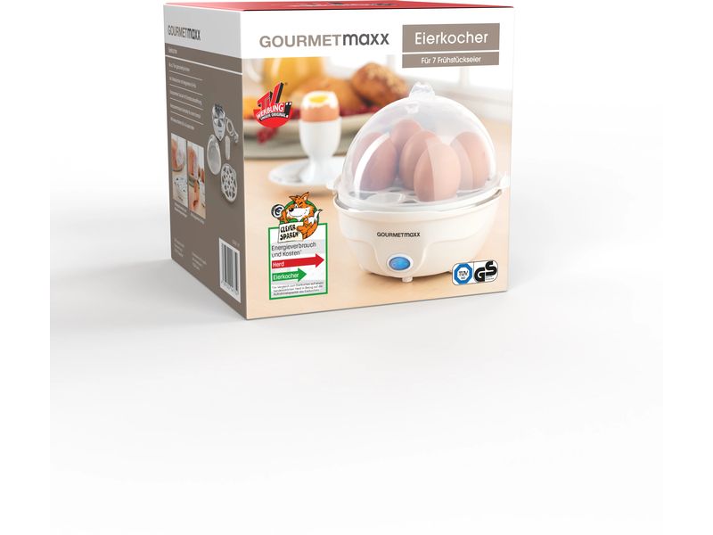GOURMETmaxx Eierkocher 7 Eier, Weiss Eierkocher mit 350 W Leistung