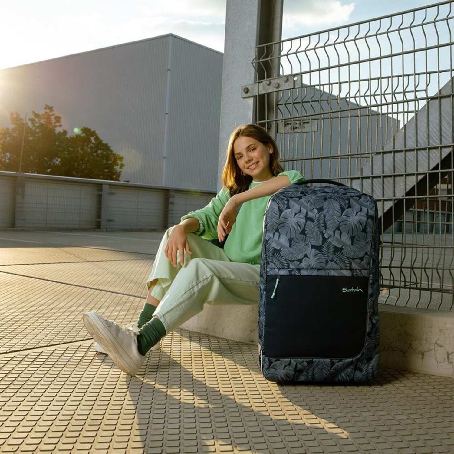 Satch Flow S Cabin Size Trolley tropic blue