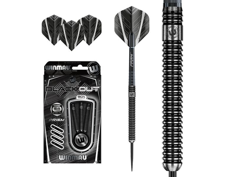 Winmau Dartpfeile Steeldart Blackout 3 Stück Dartpfeile entworfen mit Hilfe 3D-Modeling-Technologie