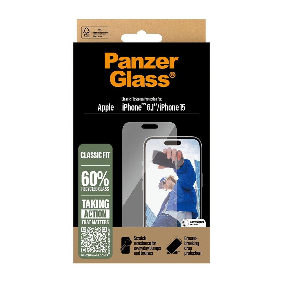 PanzerGlass - Skærmbeskyttelse - iPhone 16 - Classic Fit