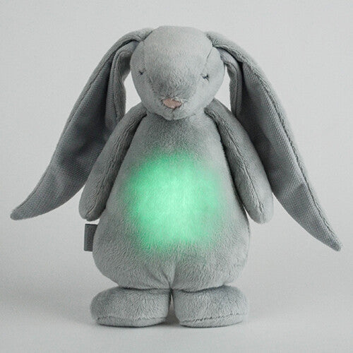 Moonie knuffelkonijn met nachtlamp en geluid - silver - 28 cm