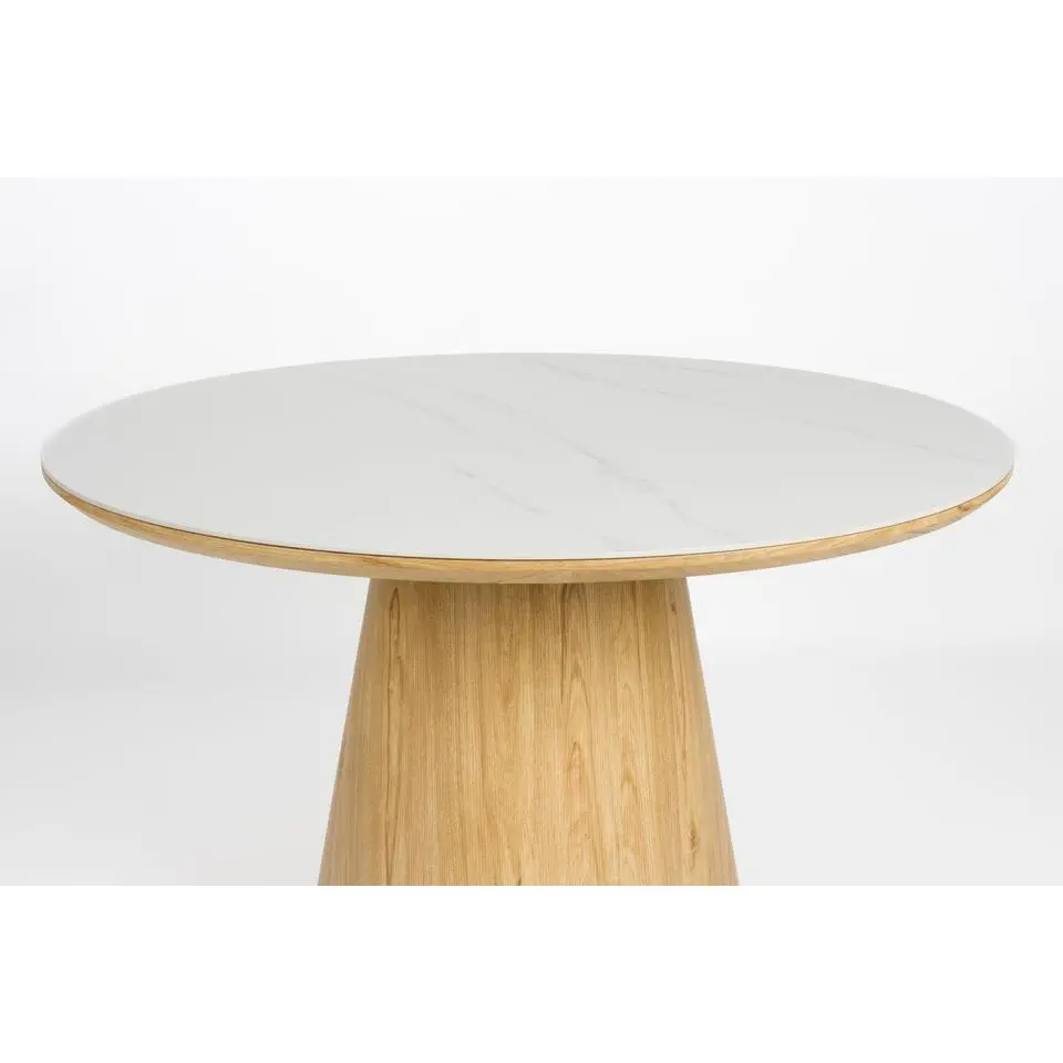 Housecraft Almira Eettafel Rond 115 cm Hout Wit/ Bruin