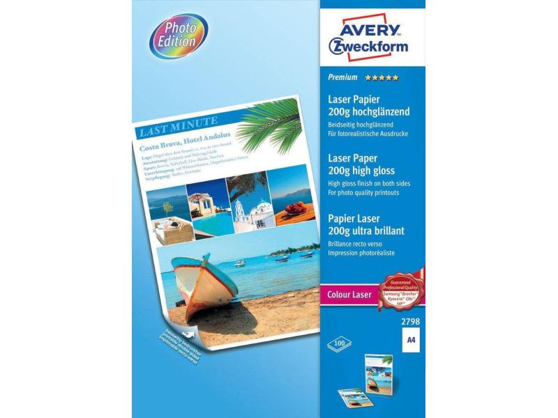 Avery Zweckform Fotopapier Colour Laser A4 200 g/m² 100 Stü Fotopapier für Drucker