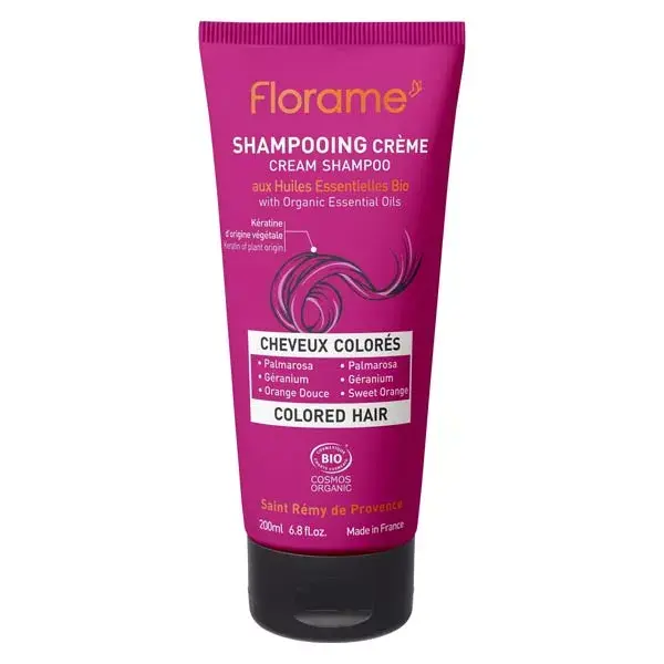 Shampoo em creme orgânico Florame para cabelos coloridos 200ml