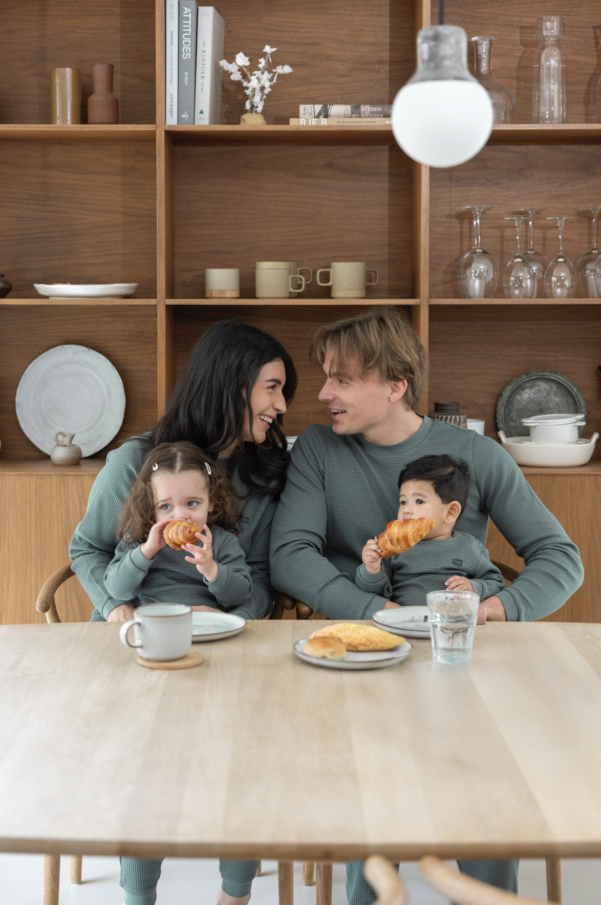 Feetje Feetje pyjama kids wafel Family Limited Edition zeegroen