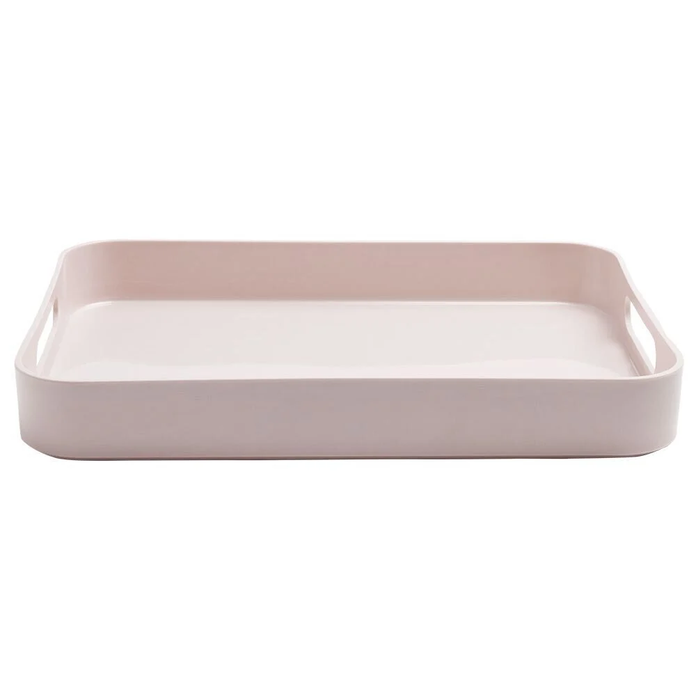 Plateau rectangulaire avec poignées uni rose