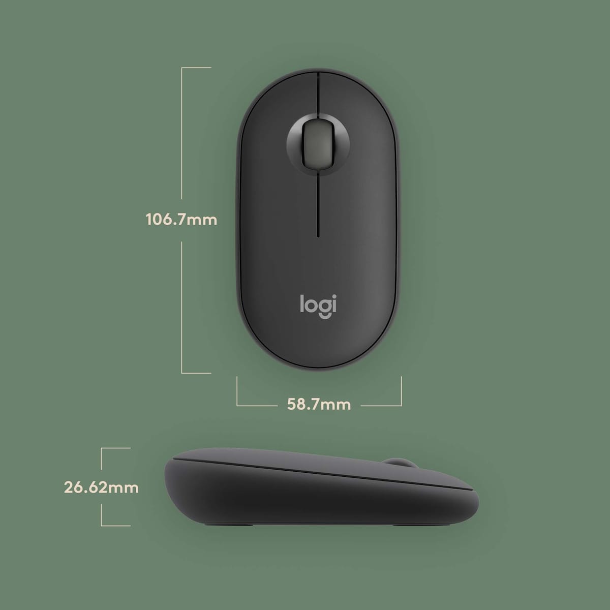 Logitech Pebble Mouse 2 M350s trådløs mus (Grafitt)